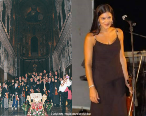 A sinistra: Cattedrale di Cefalù, Ninnariedda alla vigilia di Natale. FA destra: Maria Elisa si esibisce