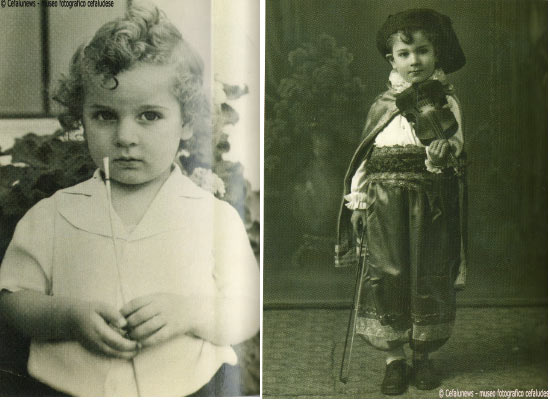 A sinistra Salvuccio nel 1943 all’età di 3 anni. A destra nel 1945 durante un carnevale all’età di 5 anni